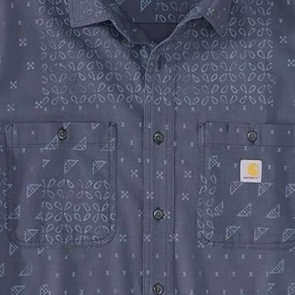 NWT Carhartt Men's Button Down Short Sleeve Shirt LT Large Tall Blue - Picture 3 of 3